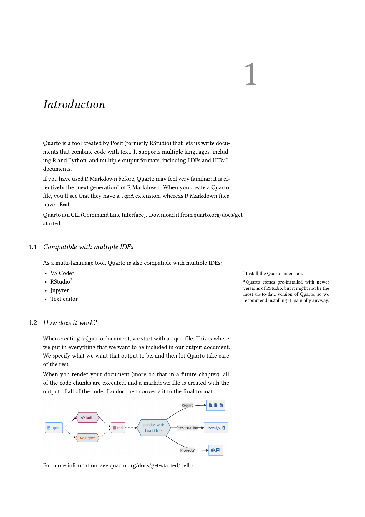 Page 2 of example course material for  Reporting with Quarto