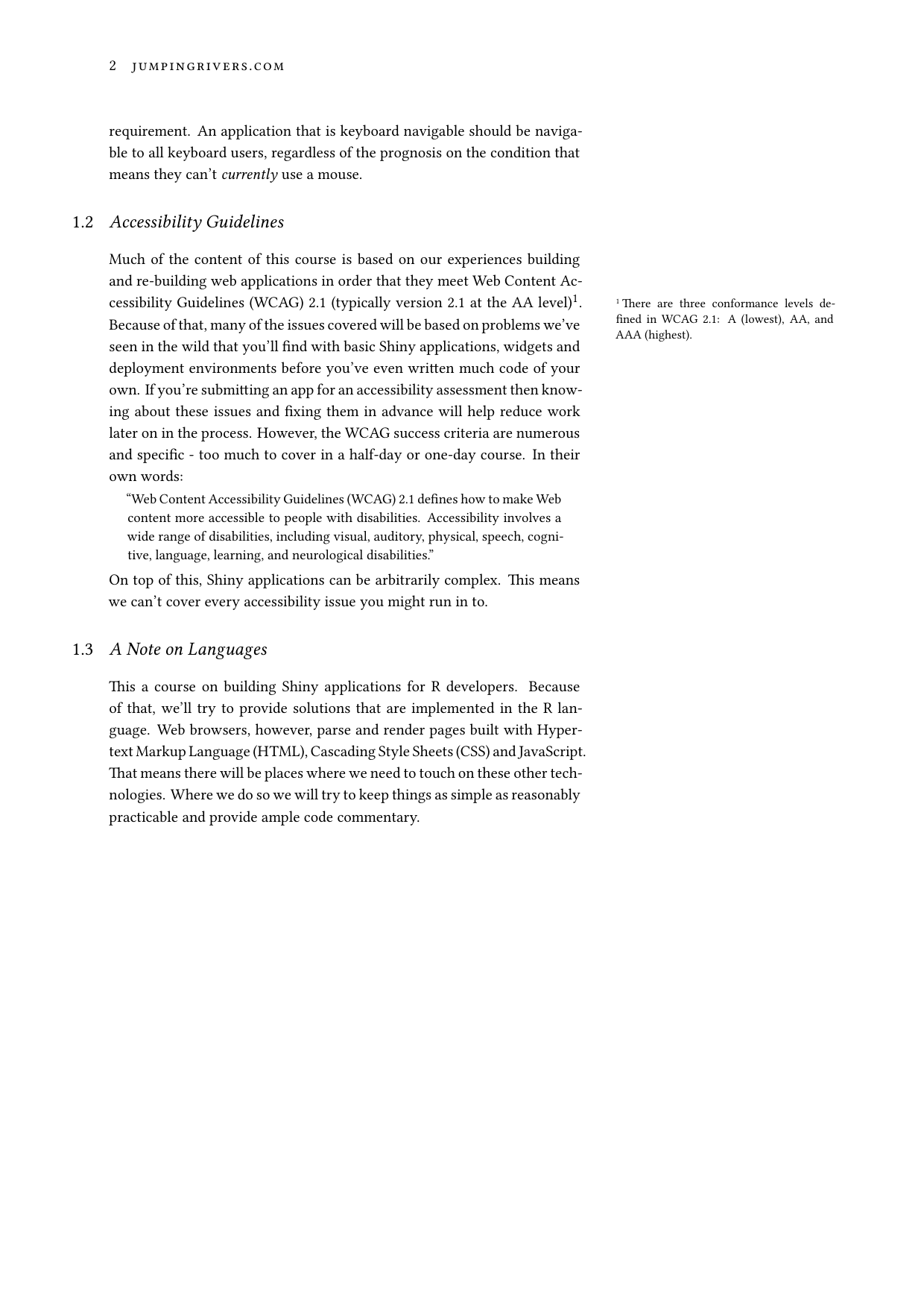 Page 3 of example course material for  Web Accessibility in Shiny