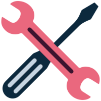 Cartoon of crossed spanner and screwdriver